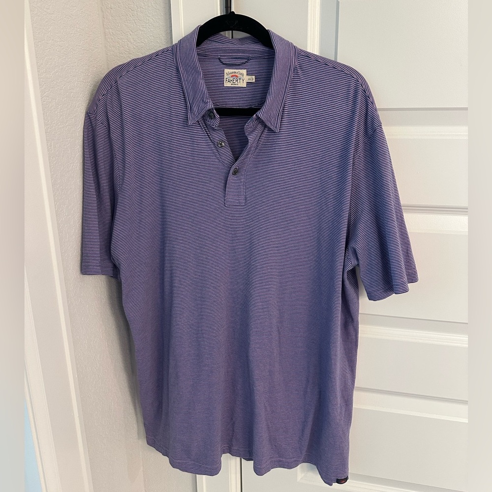 Men’s Faherty Short-Sleeve Purple Polo